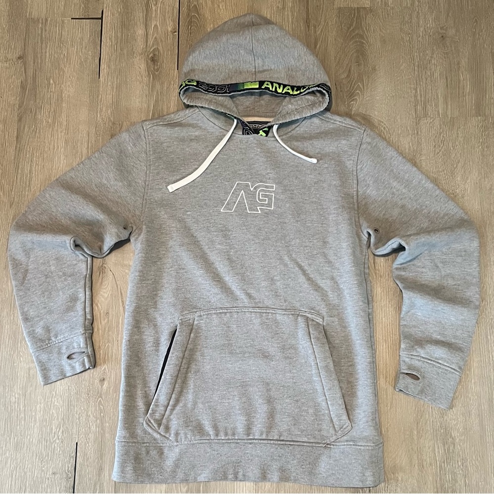 Y2K Analog Men's Light Gray Pullover Hoodie with Logo